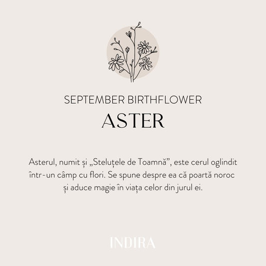 Brățară șnur din aur alb Birth Flower - September Aster - Indira