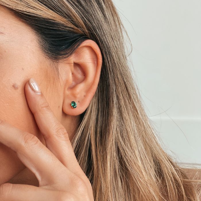 Cercei din argint Golden Reina - Zirconiu Verde