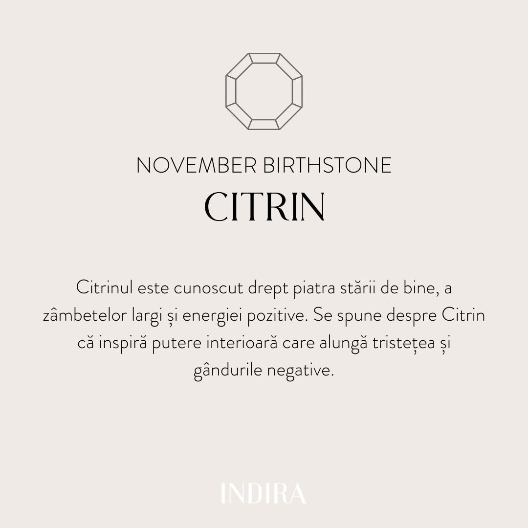 Colier din argint Birthstone Golden November - Citrin - Indira