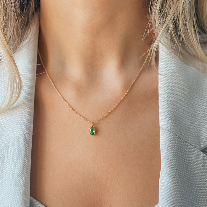 Colier din argint Golden Reina - Zirconiu Verde