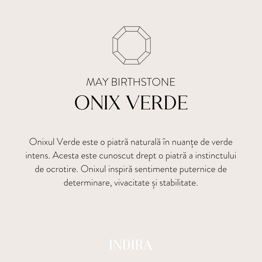 Colier din argint Birthstone May - Onix Verde - Indira