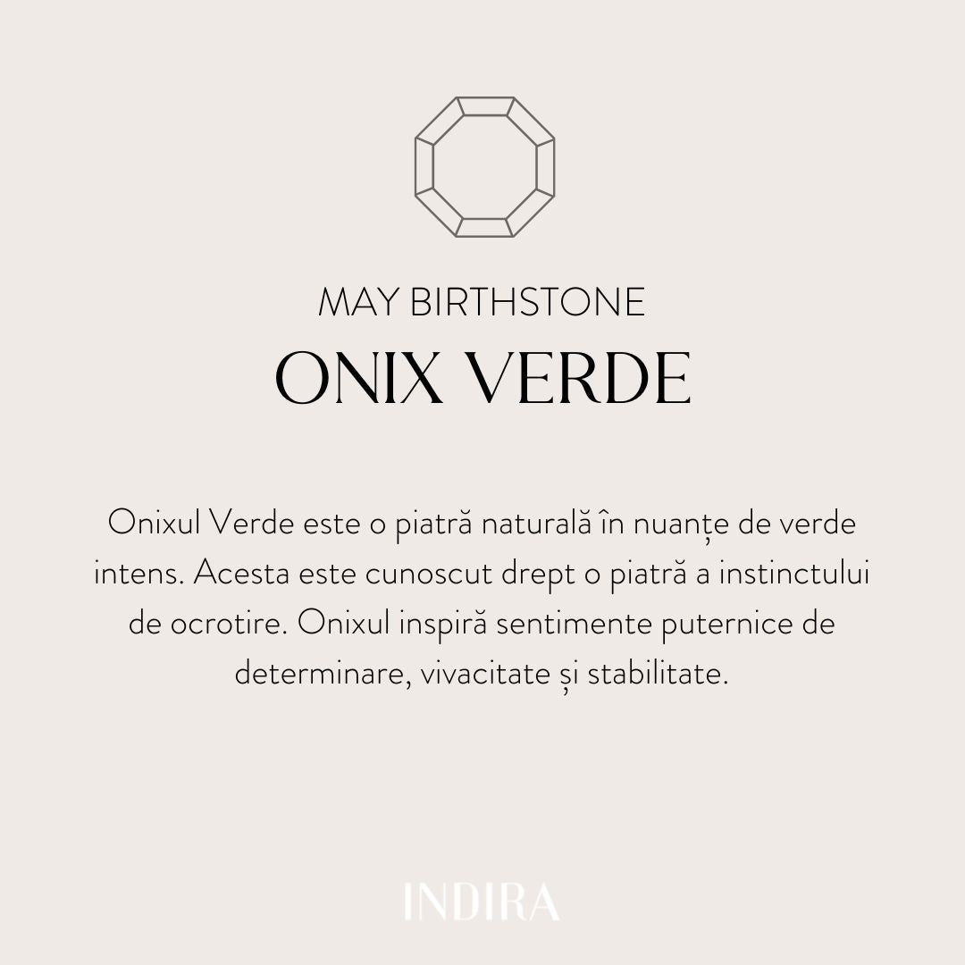 Colier din argint Birthstone May - Onix Verde