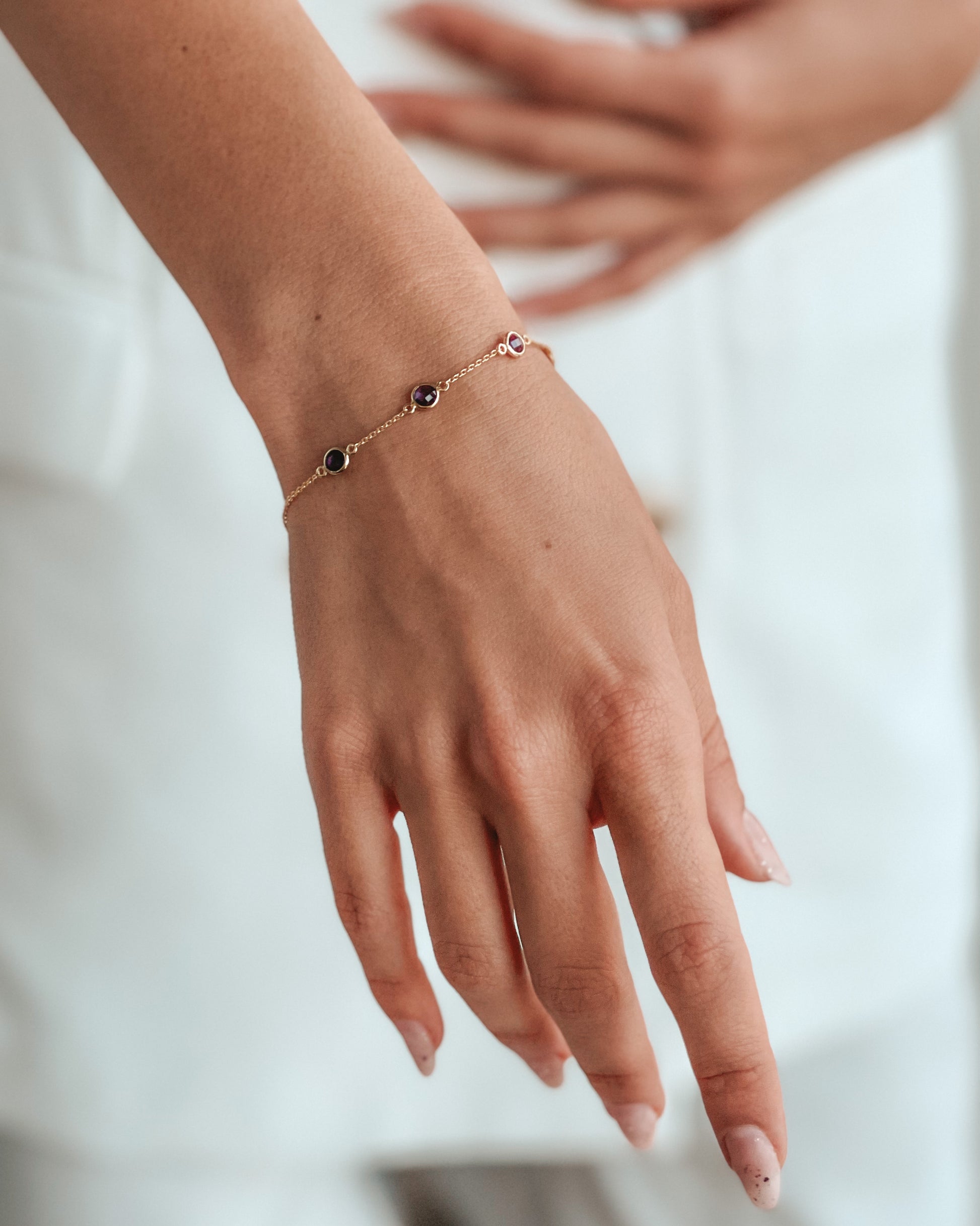 Birthstone Golden Február - Ezüst Karkötő - Ametiszt - Indira