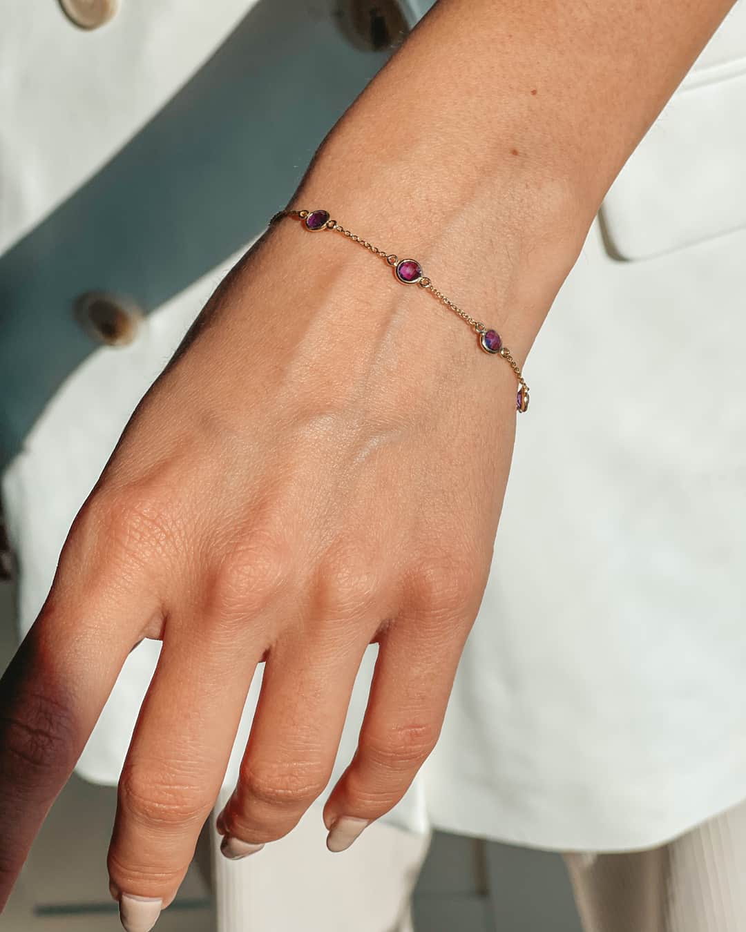 Birthstone Golden Februári Ezüst Karkötő - Ametiszt - Indira