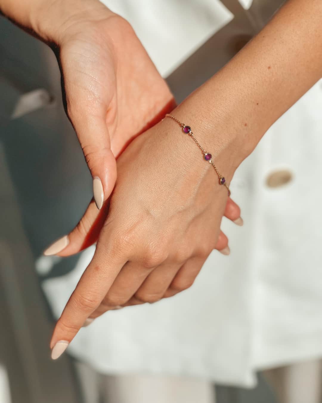 Brățară din argint Birthstone Golden February - Ametist
