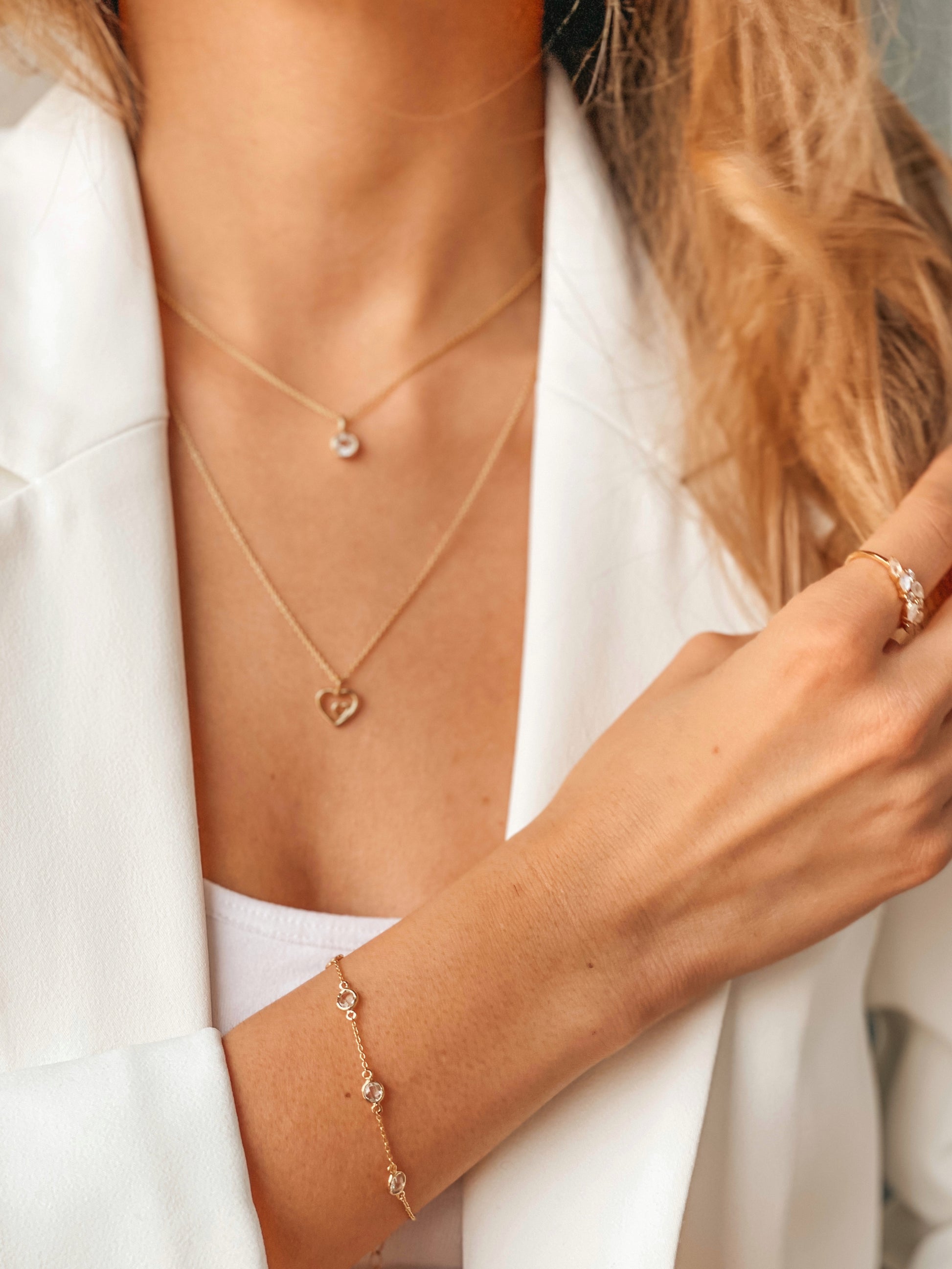 Ezüst Birthstone Golden December karkötő - Kék Topáz - Indira