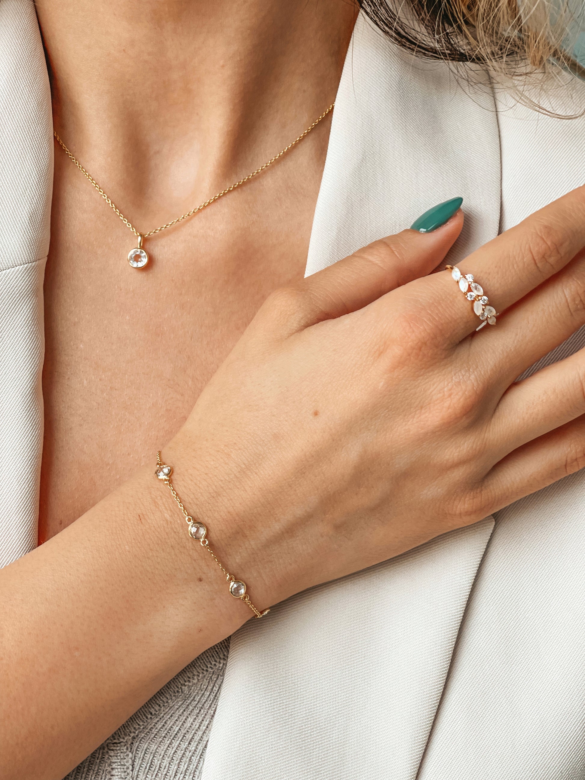 Birthstone Golden December ezüst karkötő – Kék Topáz – Indira