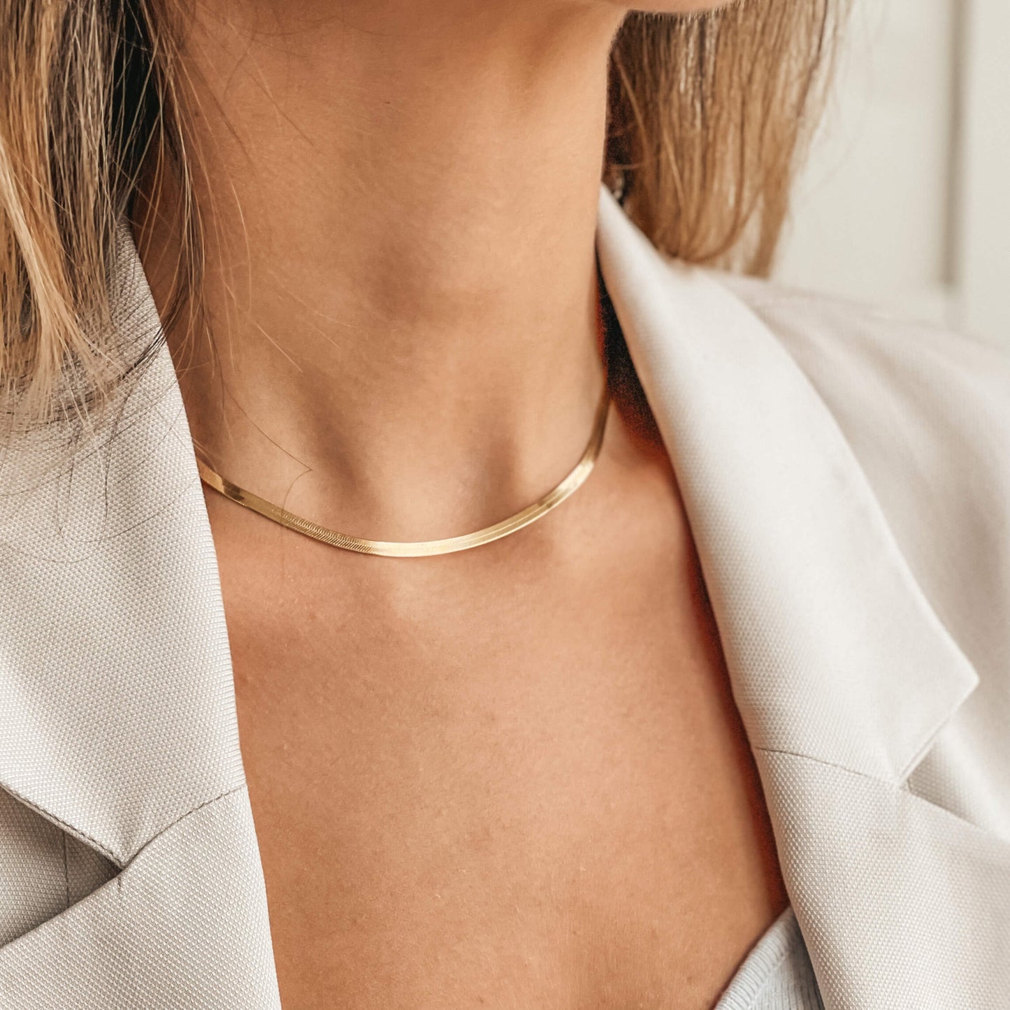 Colier din argint Golden Herringbone