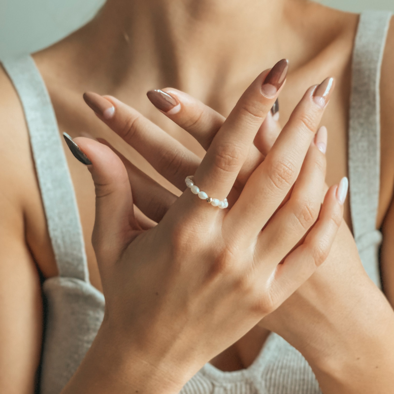 Inel din aur Glamour - Perle Naturale