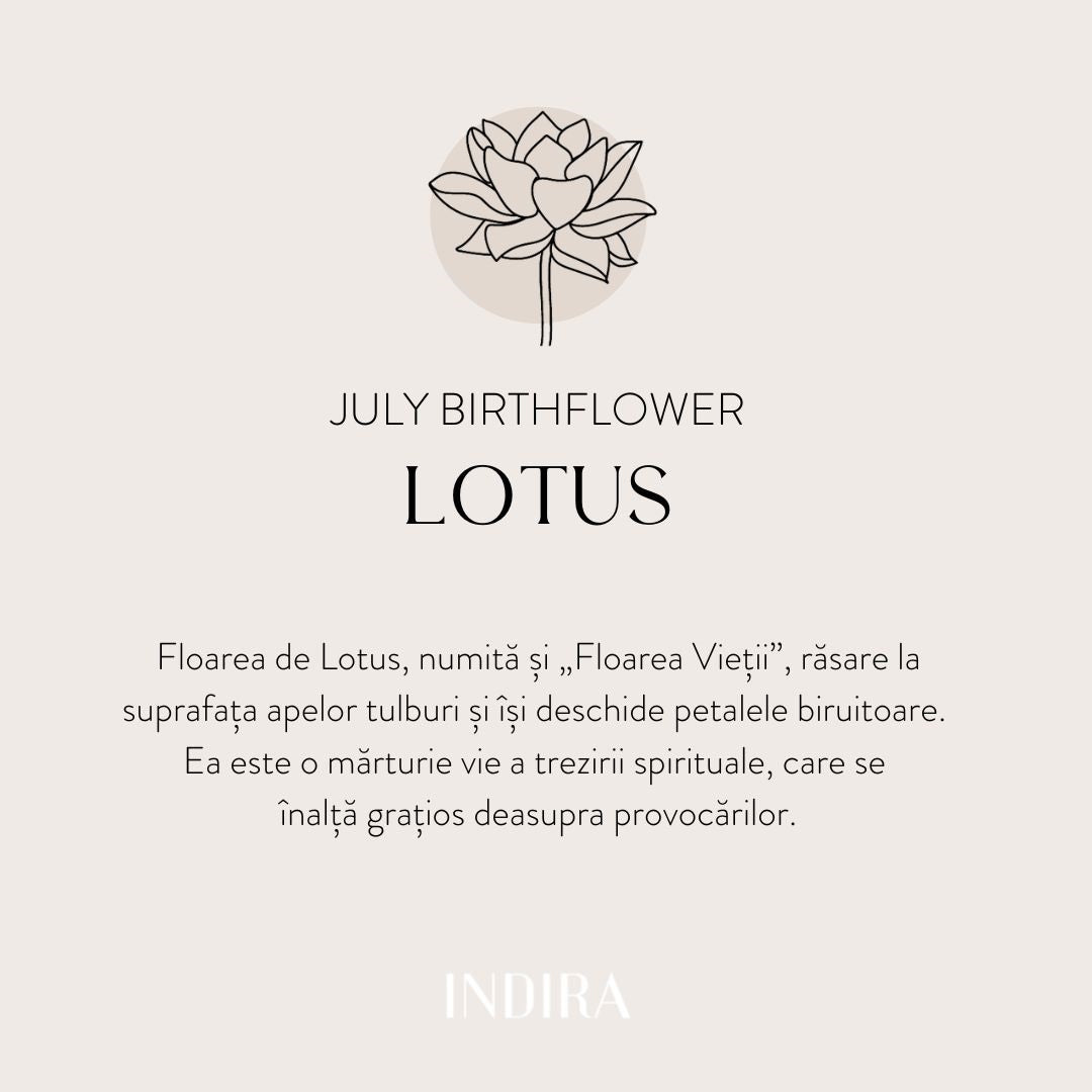 Brățară șnur din argint Golden Birth Flower - July Lotus - Indira