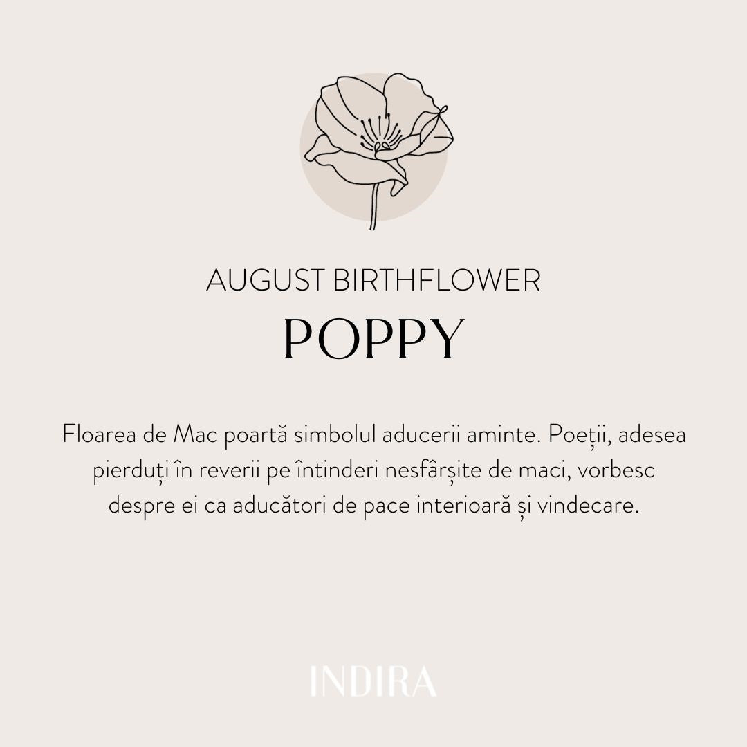 Ezüst Birth Flower gyűrű - Augusztusi Mák - Indira