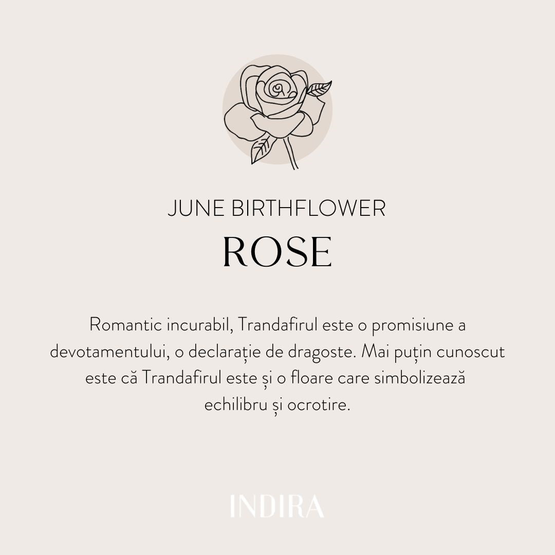 Ezüst Birth Flower gyűrű - Júniusi Rózsa - Indira