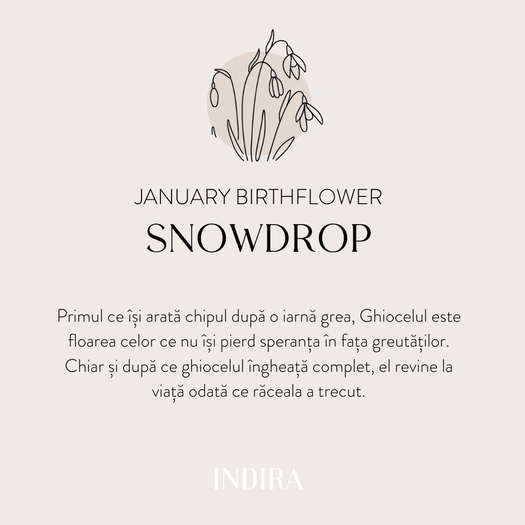 Pandantiv din aur alb Birth Flower - January Snowdrop