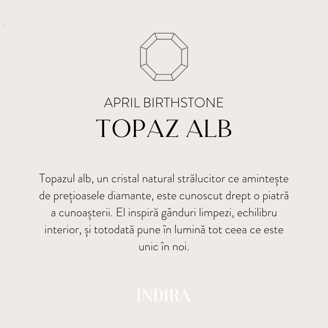 Birthstone Golden áprilisi ezüst karkötő - Fehér Topáz - Indira