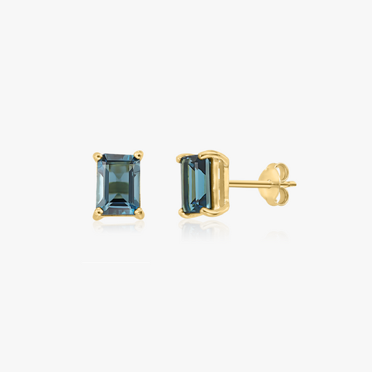 Cercei Argint 925 Placat Aur Galben Valentina - Topaz Blue Sky