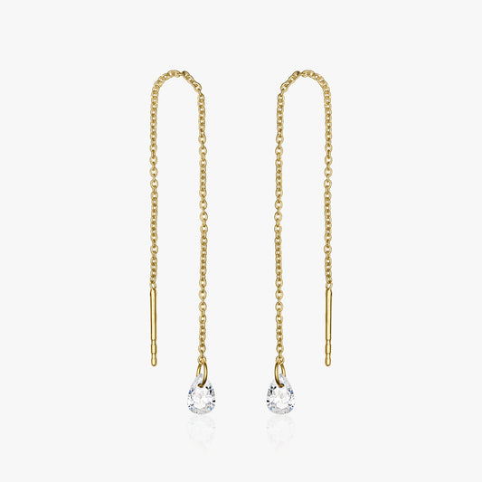Cercei din argint Golden Solitaire - Zirconiu