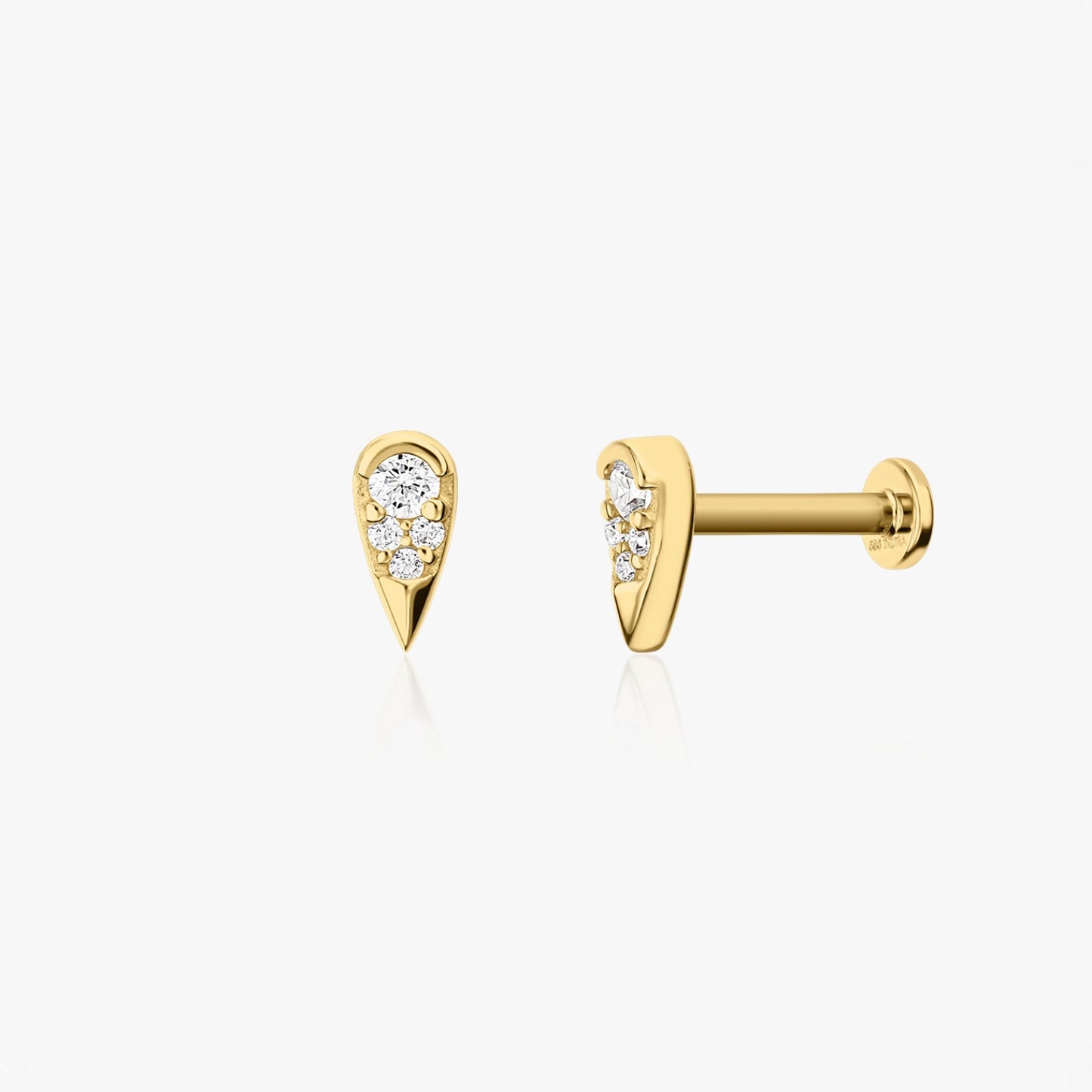Cercei piercing labret din aur galben Drop - Zirconiu