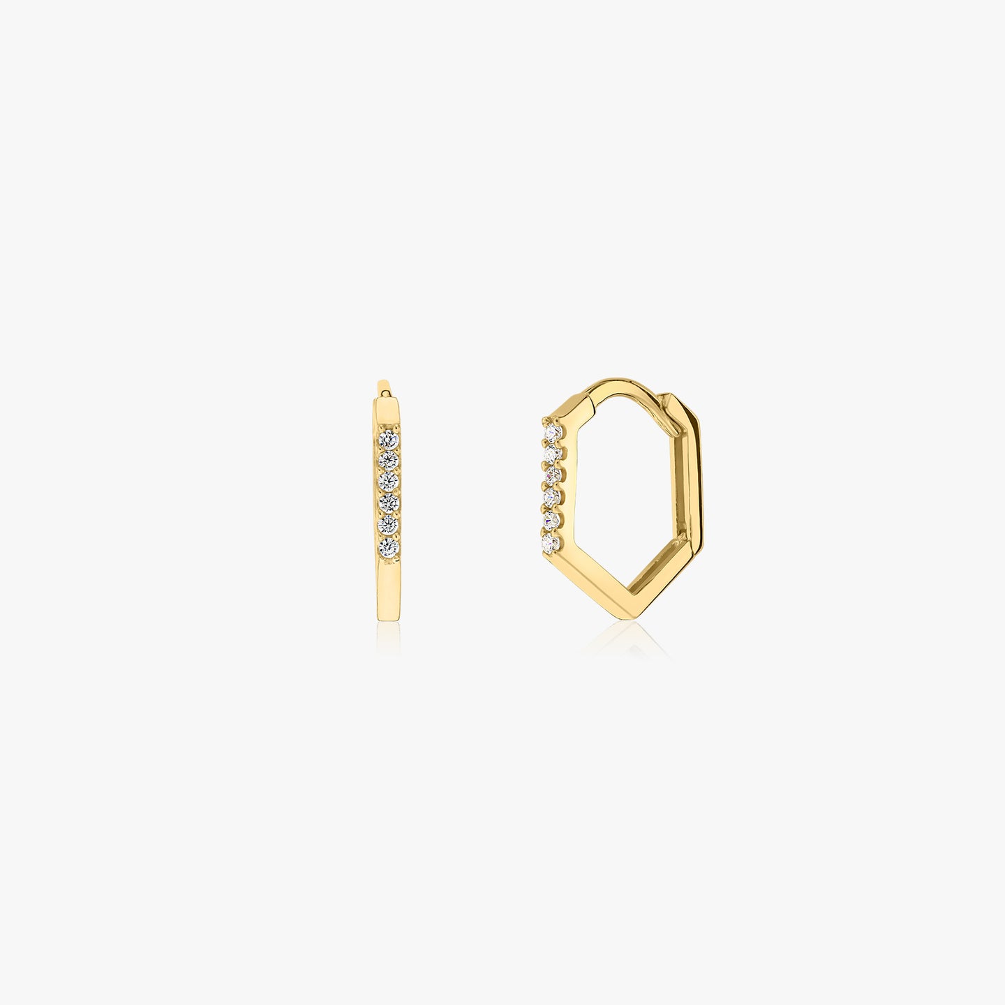 Hexagon Hoops arany fülbevaló - Indira