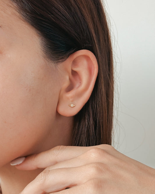 Cercei piercing labret din aur galben Gold Eye - Zirconiu