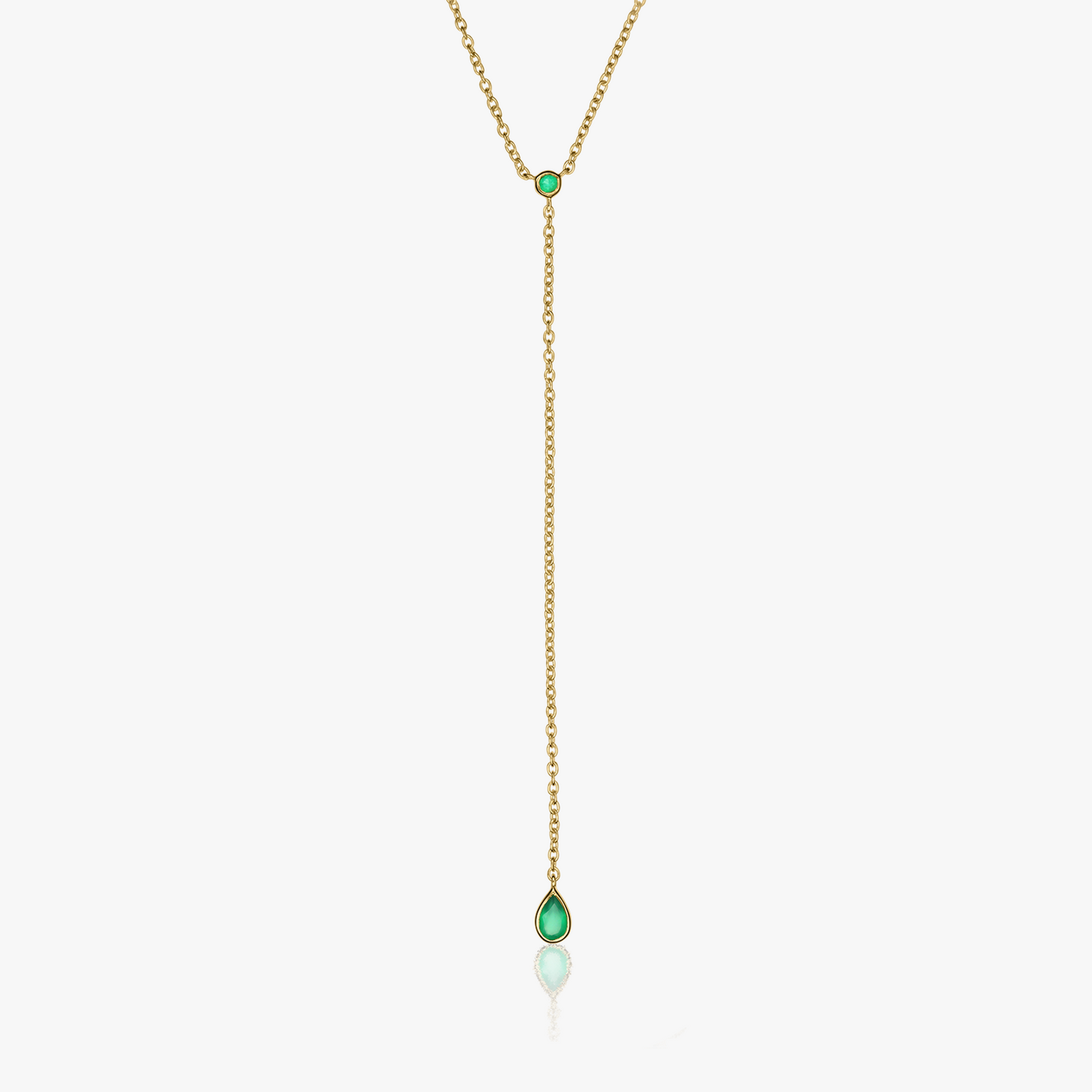 Arany Lariat ezüst nyaklánc - Zöld Onix - Indira