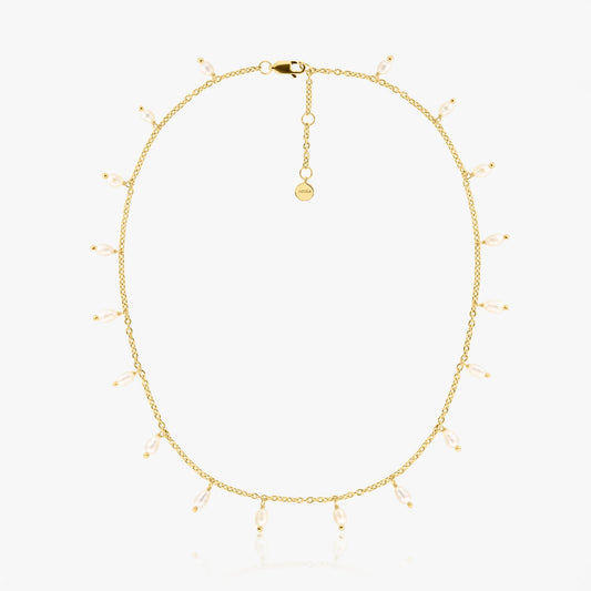 Colier din argint Golden Pearl Drops - Perle Naturale