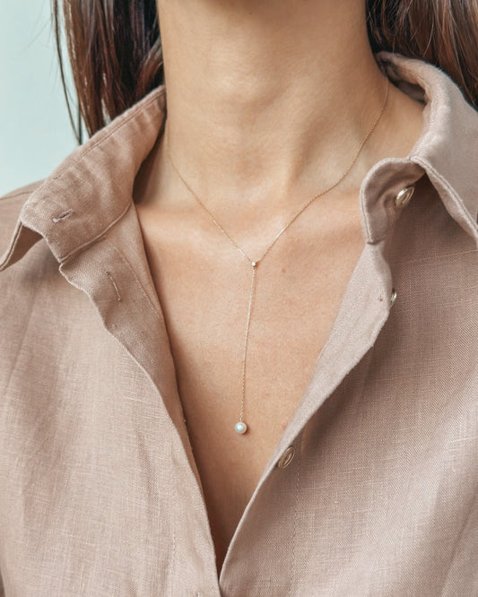 Colier din aur galben Yara - Perle Naturale, Diamante