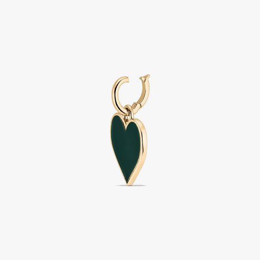Golden Heart pendant in 925 silver with a deep green heart charm, photographed isolated on a white background.