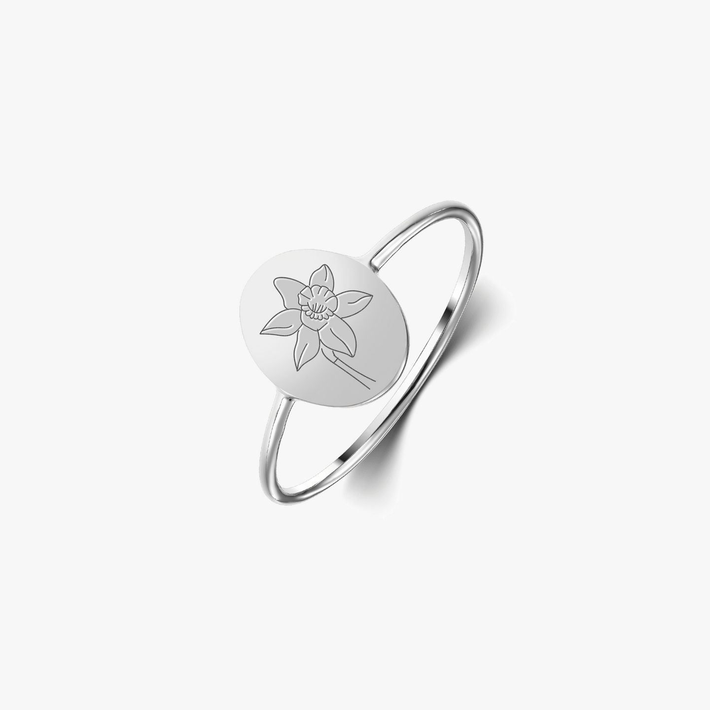 Indira Ezüst Gyűrű - Születésvirág - Március Nárcisz