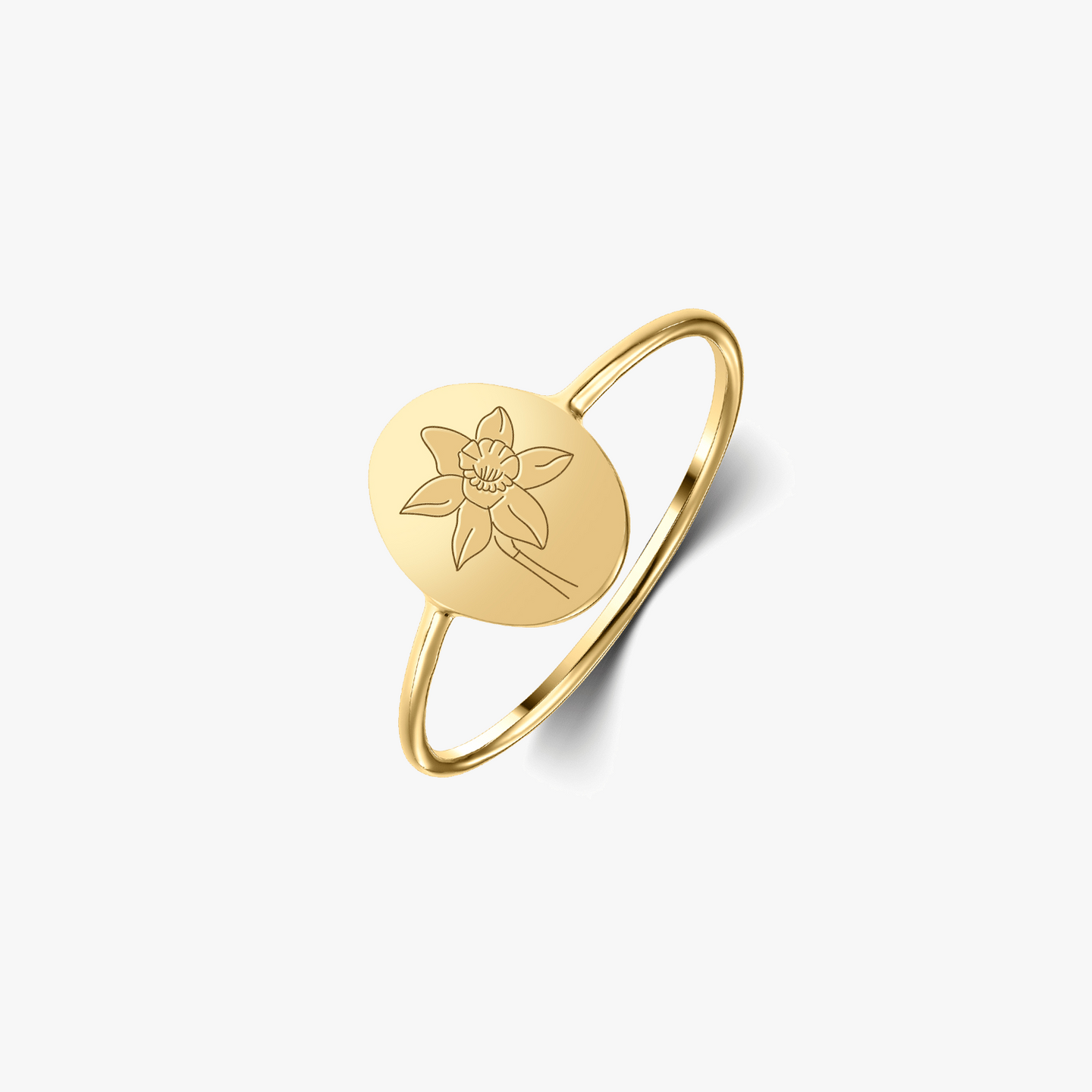 Birth Flower Golden ezüst gyűrű - Márciusi Nárcisz - Indira