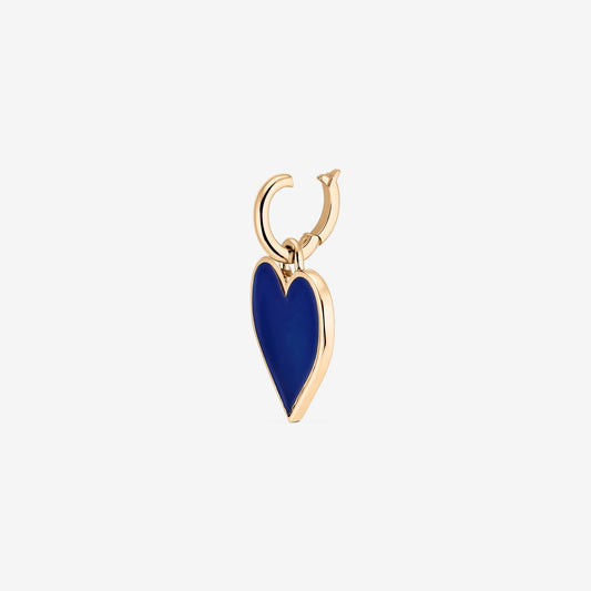 Golden Heart Pendant in Silver with a blue heart charm, photographed on a white background.