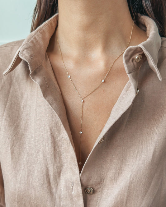 Colier din aur galben Diamond Drops - Diamante