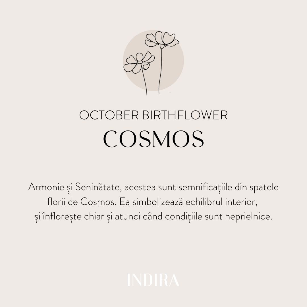 Brățară șnur pentru copii din aur alb Birth Flower - October Cosmos