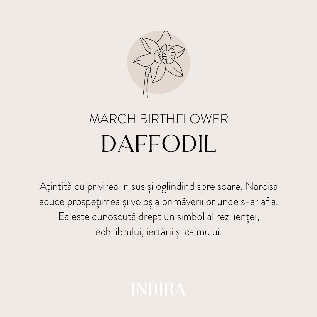 Brățară șnur pentru copii din aur alb Birth Flower - March Daffodil