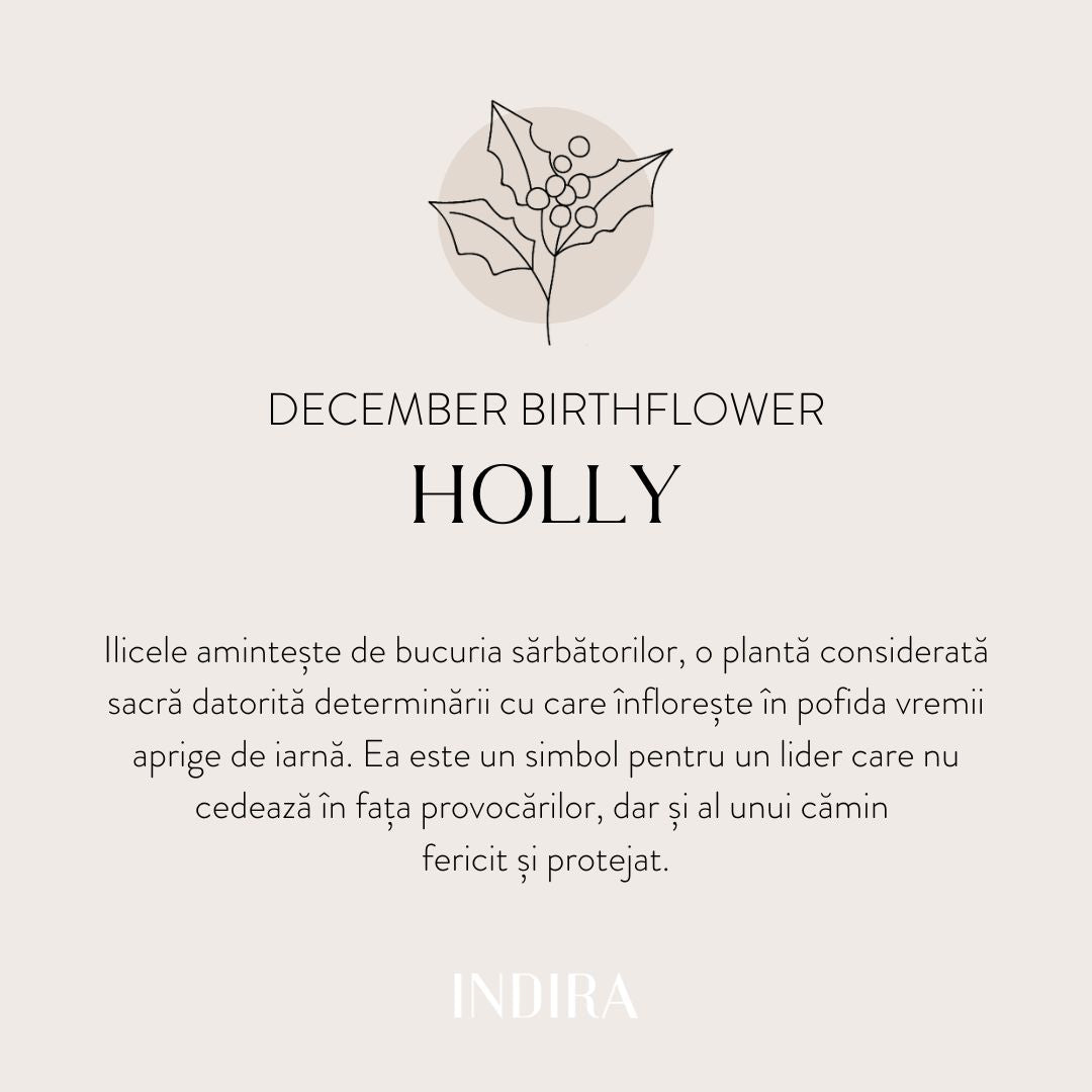 Brățară șnur pentru copii din aur alb Birth Flower - December Holly