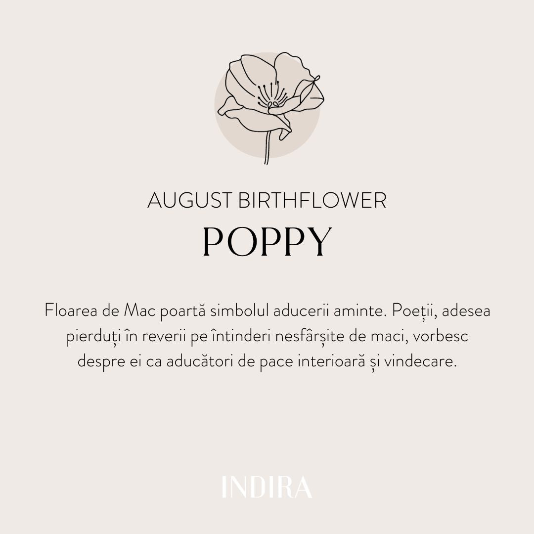 Brățară șnur pentru copii din aur alb Birth Flower - August Poppy