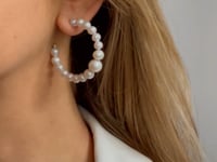 Cercei din argint Pearl Hoops - Perle Naturale