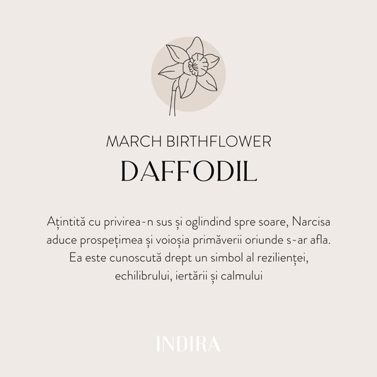 Golden Birth Flower ezüst nyaklánc - Márciusi Nárcisz - Indira