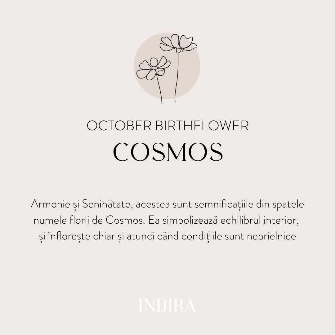 Colier din argint Birth Flower Golden - October Cosmos