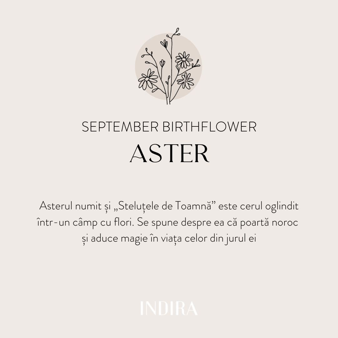 Colier din argint Birth Flower Golden - September Aster
