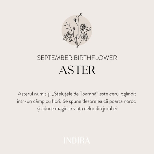 Születési virág ezüst nyaklánc - Szeptemberi Aster - Indira