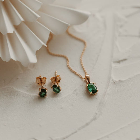 Cercei din argint Golden Reina - Zirconiu Verde
