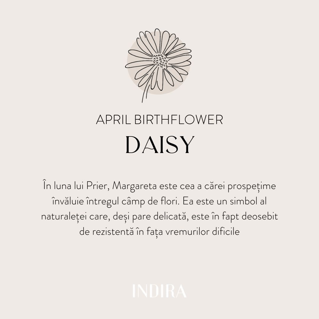 Colier din argint Birth Flower Golden - April Daisy