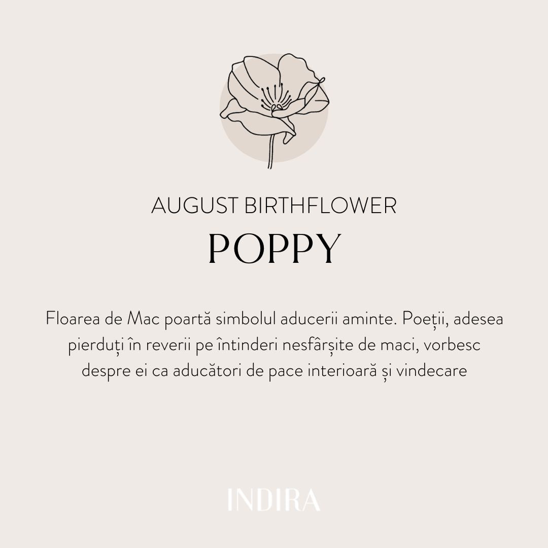 Colier din argint Birth Flower Golden - August Poppy