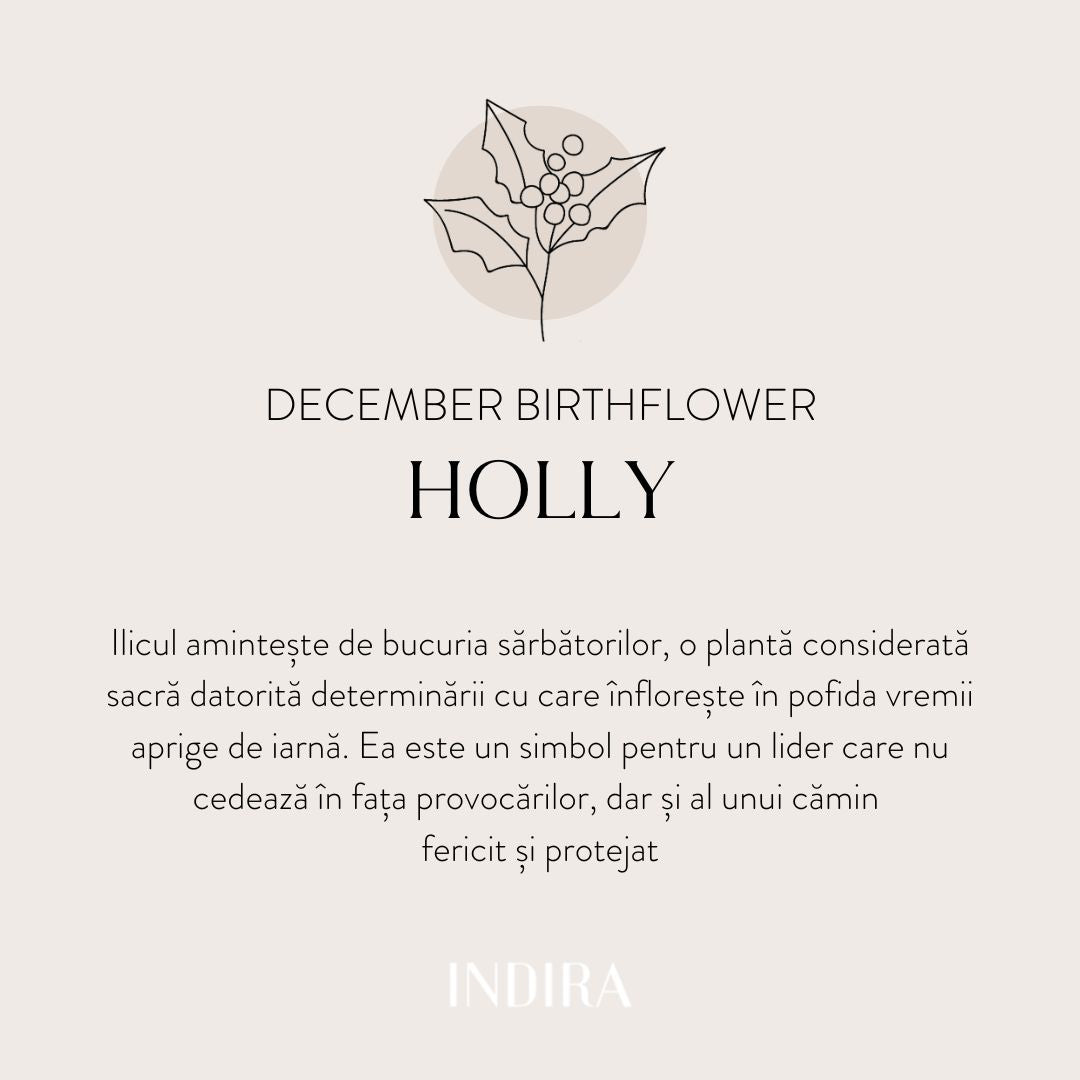 Colier din argint Birth Flower Silver - December Holly