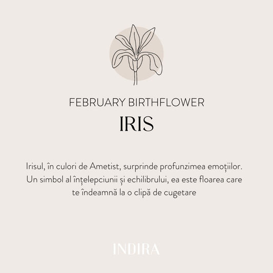 Silver Birth Flower nyaklánc - Februári Írisz - Indira