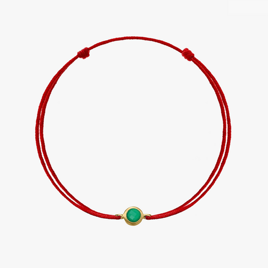 Brățară șnur din argint Birthstone Golden May - Onix Verde - Indira