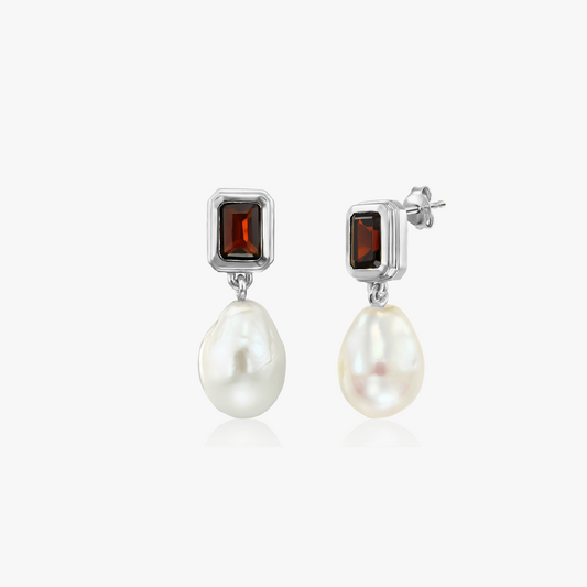 Cercei din argint Antique - Granat Perle Naturale
