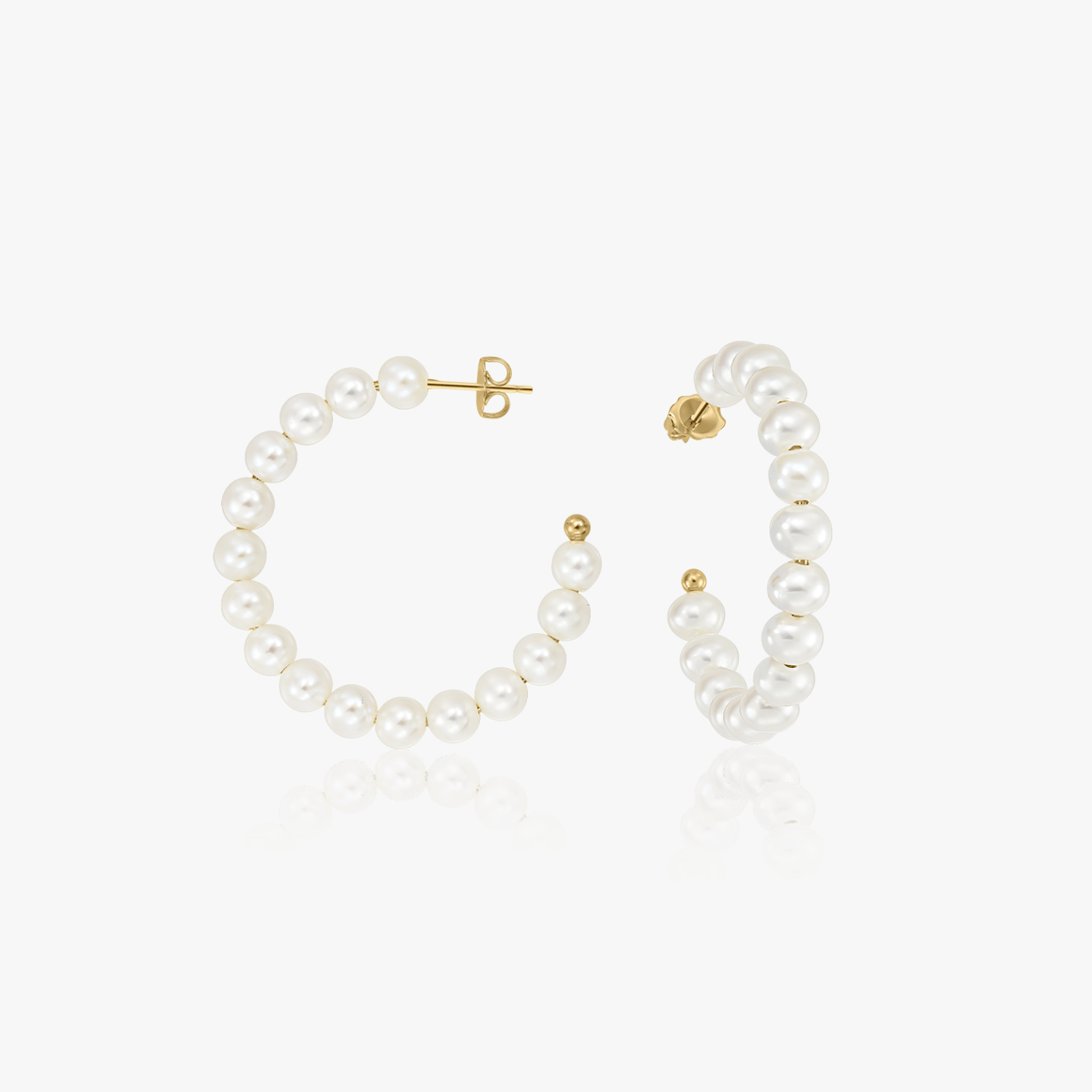 Golden Pearl Hoops ezüst fülbevaló - Természetes gyöngyök - Indira