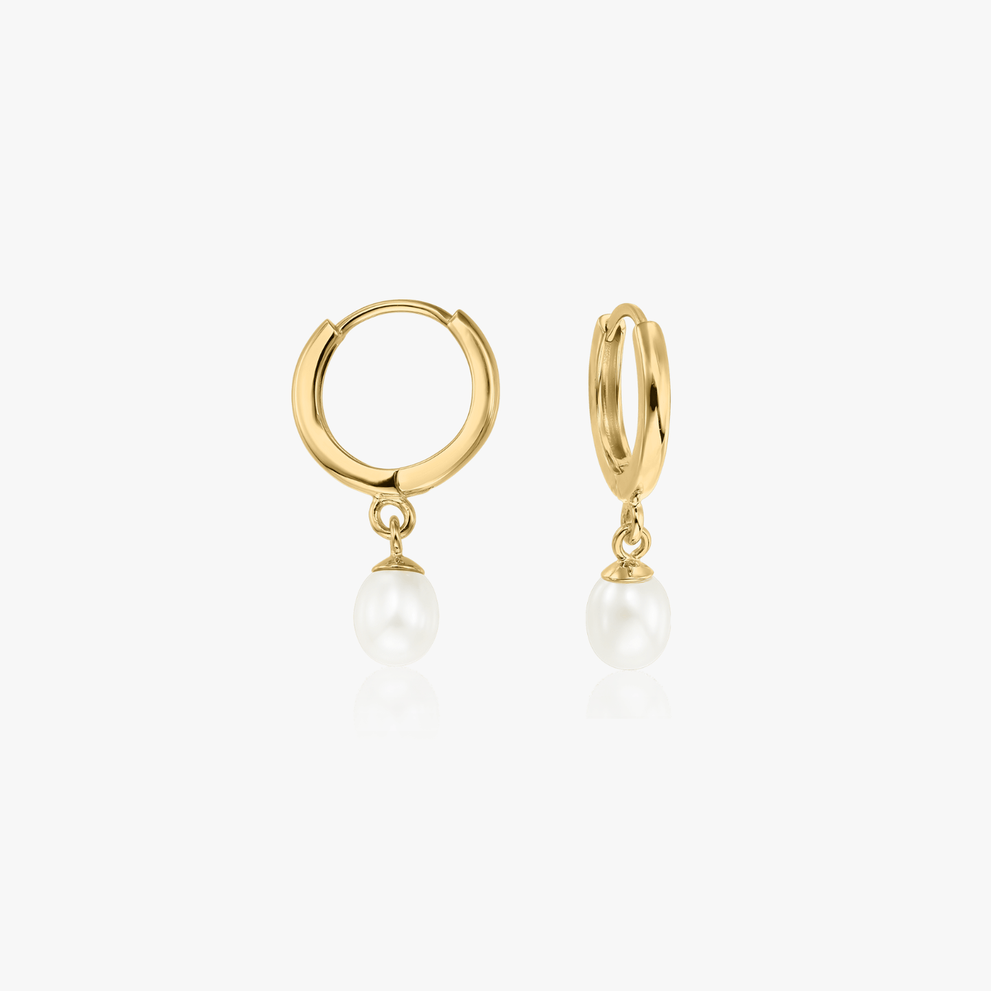Cercei din aur Pearl Hoops - Perle naturale