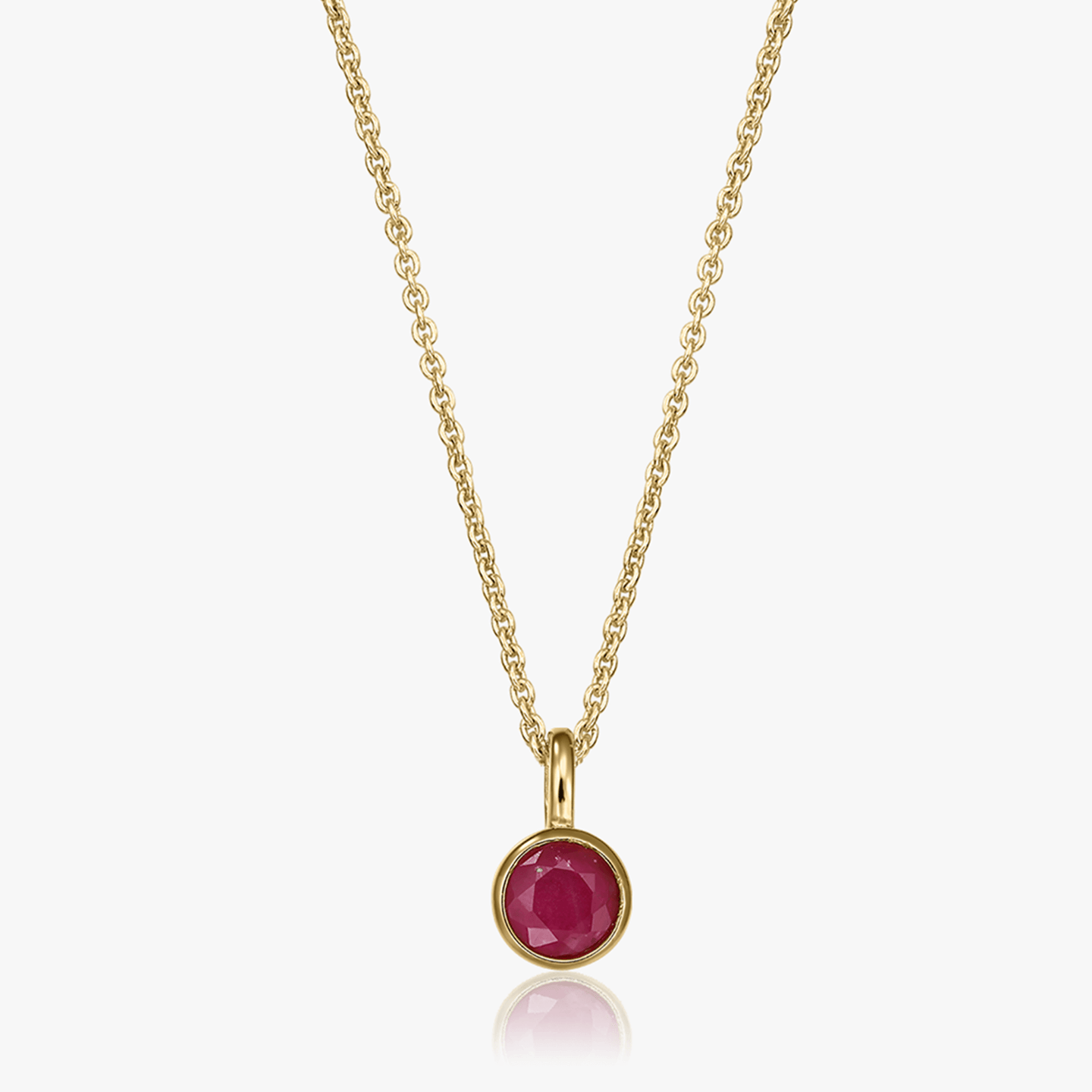 Birthstone Golden July ezüst nyaklánc - Rubin - Indira